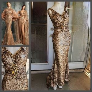 Fouad Sarkis Couture Designer Stunning  Unique Dress Long Evening Gown‎